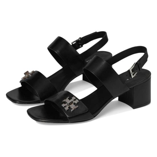  토리버치 샌들 T-락 힐 바케타 가죽  퍼펙트 블랙