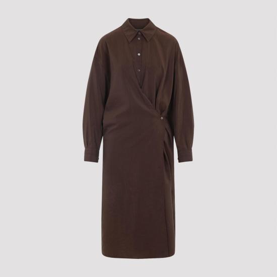 25FW 르메르 스트레이트 칼라 트위스트 드레스  DR1092 LF1308 BR402 BRUNETTE BROWN - LEMAIRE