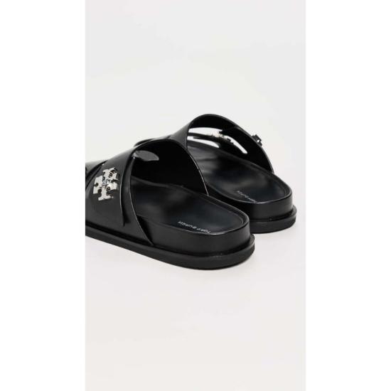  토리버치 뮬/슬리퍼 T-락 가죽 스포츠 슬라이드 퍼펙트 블랙 - TORY BURCH