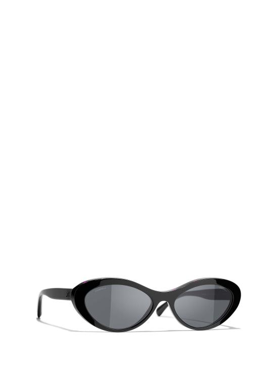26FW 샤넬 로고 디테일 오벌 선글라스 CH5416 1711S4 BLACK PINK - CHANEL