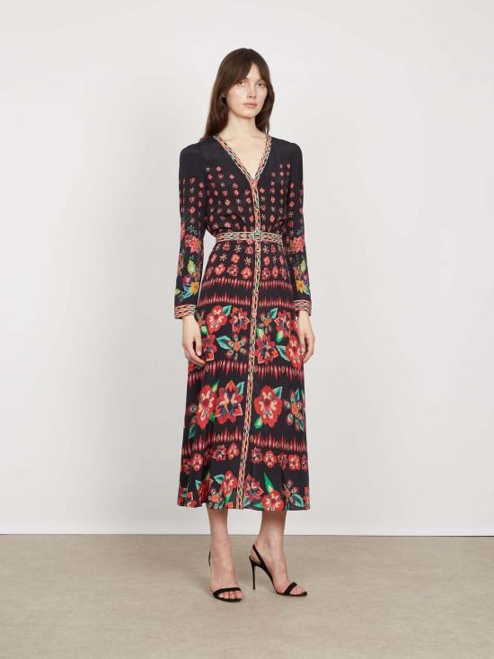  살로니 롱 원피스 Saloni 레아 셔츠 드레스 코디아 느와르