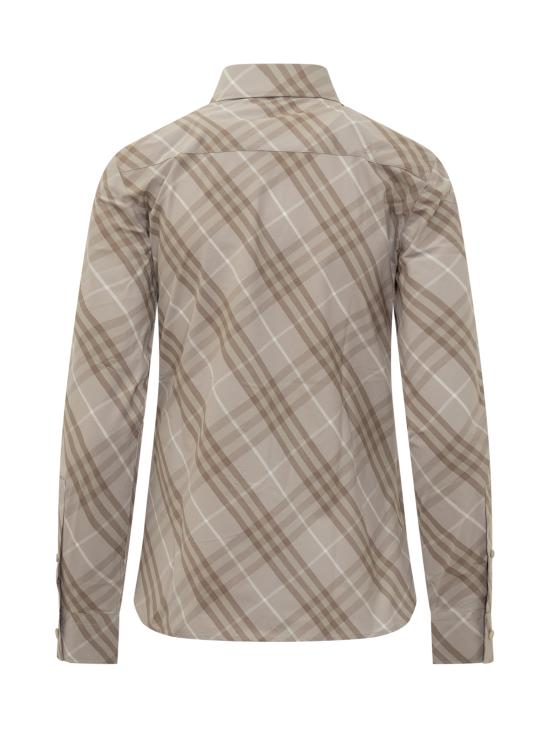 25FW 버버리 슬림핏 체크 코튼 셔츠  8115964 C3950 STONE GREY - BURBERRY