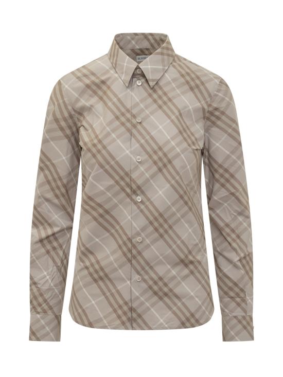 25FW 버버리 슬림핏 체크 코튼 셔츠  8115964 C3950 STONE GREY