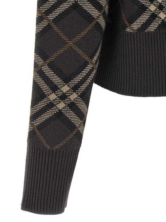 25FW 버버리 체크 울 캐시미어 가디건 8115254TRUFFLEIPCHECK Brown - BURBERRY