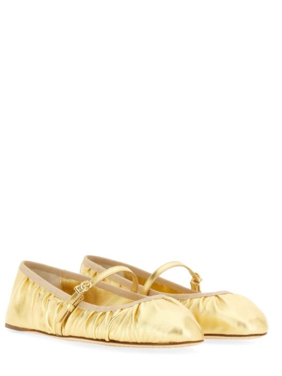  돌체앤가바나 Nappa mordore 플랫 슈즈 CB0222 A101680997 Gold - DOLCE & GABBANA