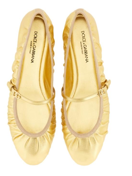  돌체앤가바나 Nappa mordore 플랫 슈즈 CB0222 A101680997 Gold - DOLCE & GABBANA
