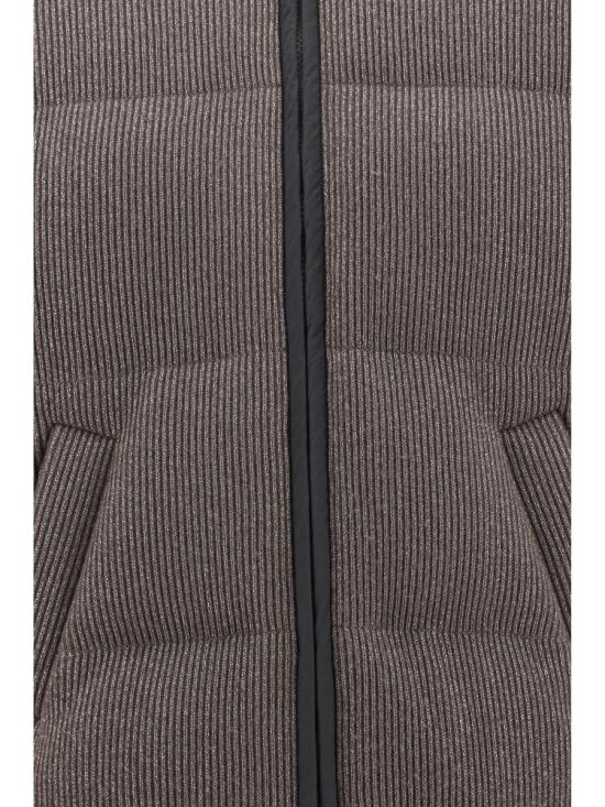 25FW 브루넬로 쿠치넬리 스파클링 캐시미어 잉글리시 립 니트 후드 다운 자켓  M01ET7728 CEH01 BROWN - BRUNELLO CUCINELLI