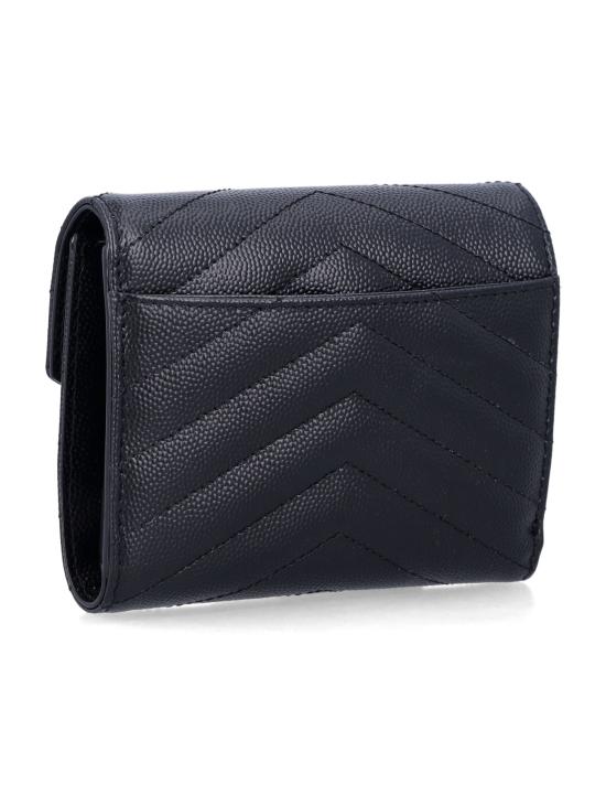 26FW 생로랑 텍스처드 퀼티드 레더 컴팩트 3단 모노그램 지갑 403943BOW01 1000 NERO - SAINT LAURENT