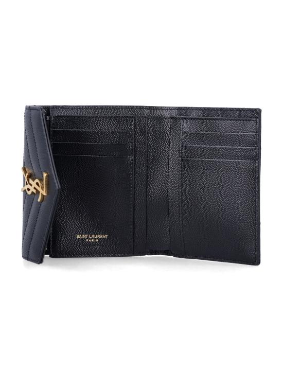 26FW 생로랑 텍스처드 퀼티드 레더 컴팩트 3단 모노그램 지갑 403943BOW01 1000 NERO - SAINT LAURENT