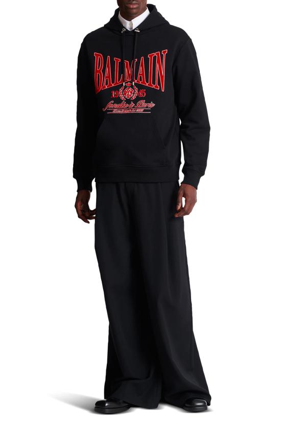 25FW 발망 후드 티셔츠 FH0JT047GF25 EGC Noir rouge - BALMAIN