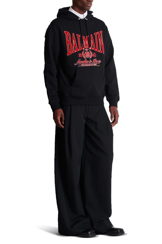 25FW 발망 후드 티셔츠 FH0JT047GF25 EGC Noir rouge - BALMAIN