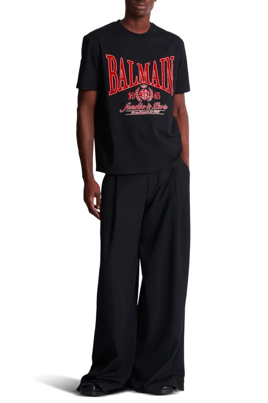 25FW 발망 반팔 티셔츠 FH0EG000GF25 EGC Noir rouge - BALMAIN