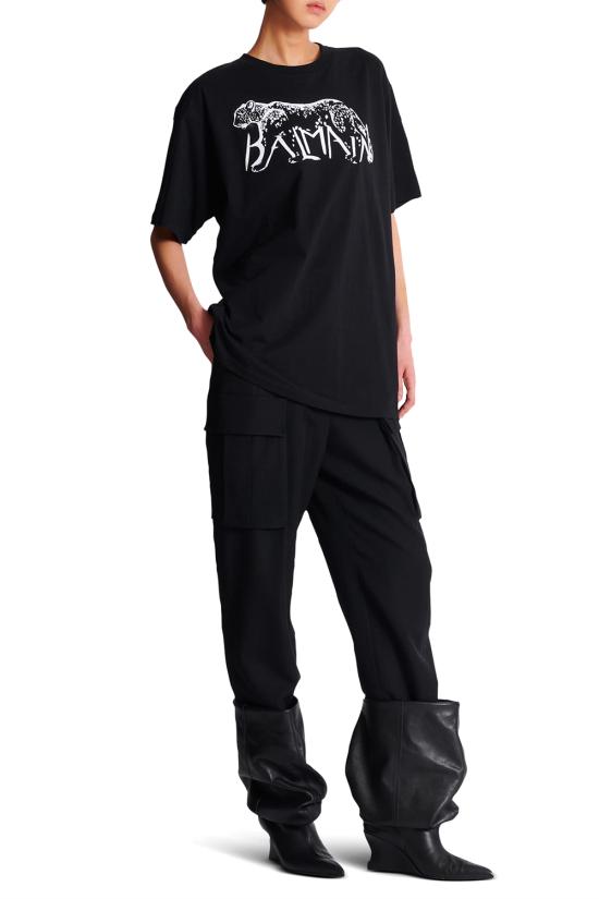 25FW 발망 반팔 티셔츠 FF0EH005GF22 EAB NOIR BLANC - BALMAIN