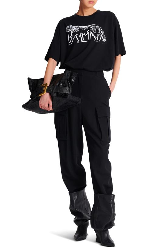 25FW 발망 반팔 티셔츠 FF0EH005GF22 EAB NOIR BLANC - BALMAIN