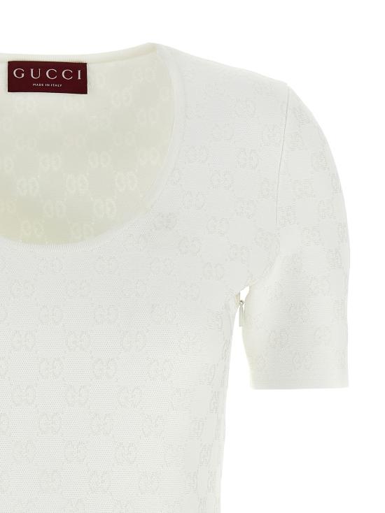25FW 구찌 라운드넥 자카트 미니 원피스 828746XKEVN9000 White - GUCCI