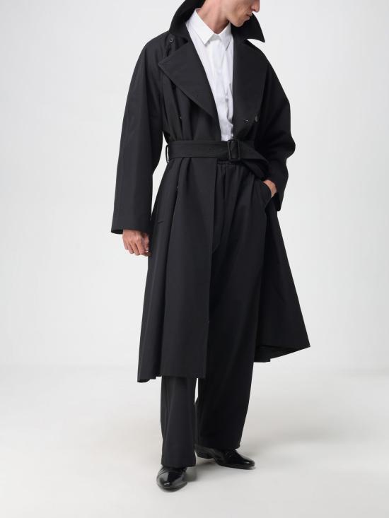 25FW 생로랑 그랑 드 뿌드르 소재 롱 코트 848512Y5J40 1000 Black - SAINT LAURENT