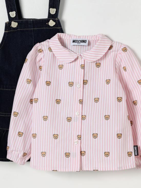 25FW [키즈] 모스키노 오버롤 MDK036L0E34 40109 Blue - MOSCHINO