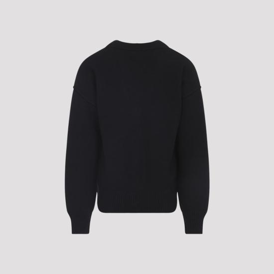 26SS 아미 하트 로고 인타르시아 V넥 가디건 UKC367 018 009 Black - AMI