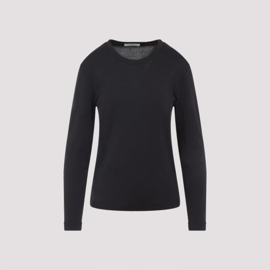 25FW 르메르 롱 슬리브 크루넥 탑 롱 슬리브 크루넥  TO1441 LJ1016 Black - LEMAIRE