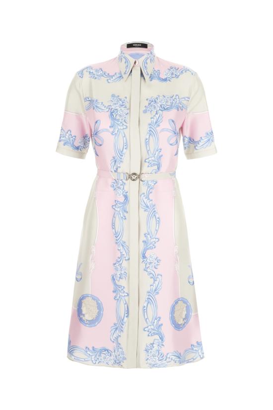 25SS 베르사체 미디 원피스 10199521A14437 5PD60 PINK LIGHT GREY