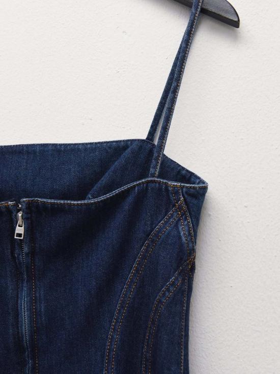  알렉산더 맥퀸 숏 원피스 플레어 데님 미니 드레스 블루 - ALEXANDER MCQUEEN