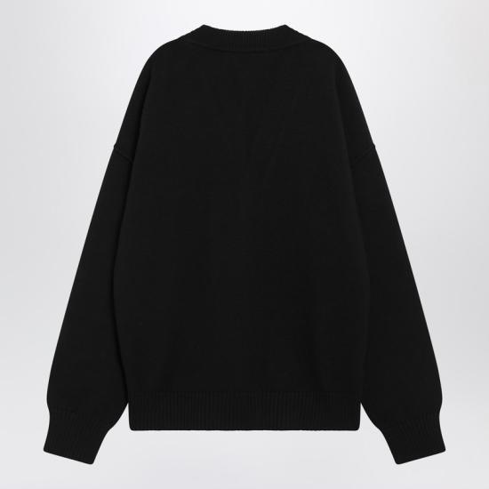  아미 하트 로고 인타르시아 V넥 가디건 UKC367U018 Black - AMI