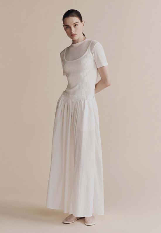  미정박 민소매 티셔츠 리브 니트 탱크 화이트 - MIJEONG PARK