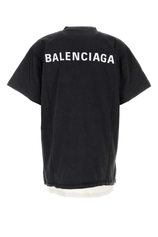 25FW 발렌시아가 백 더블 티셔츠  835512TSVO9 1041 Black - BALENCIAGA