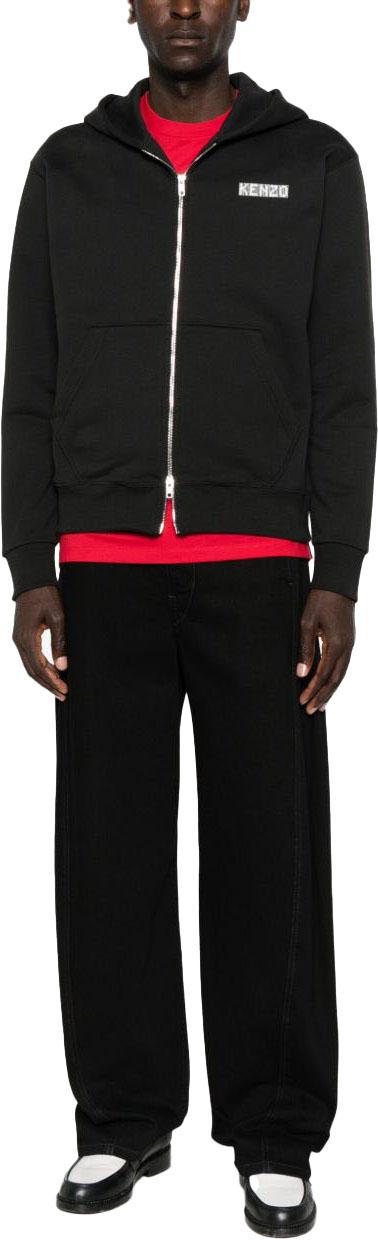 25FW 겐조 후드 티셔츠 FF65HO2544MC99J BLACK DOM - KENZO