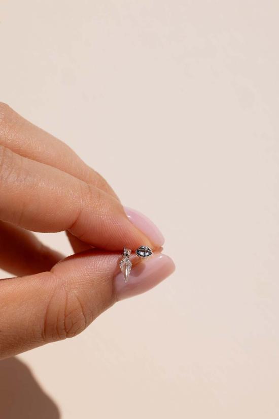  수리 이어링 술리 카이트 모양 다이아몬드 댄글 스레드 립 백 - SULEE