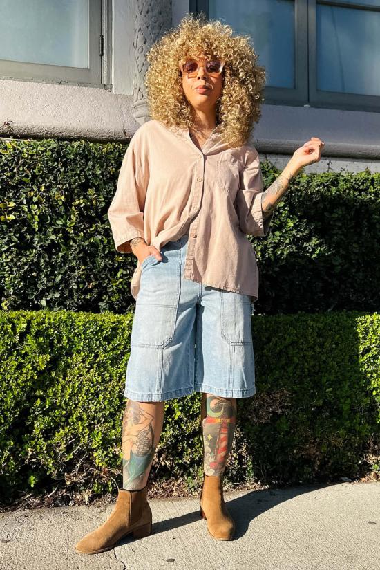  피스톨라 데님 숏팬츠 카터 하이라이즈 유틸리티 숏 - PISTOLA