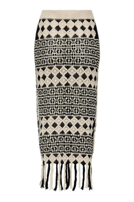  캐롤리나 케이 롱 스커트 캐롤라이나 K 크로셰  블랙 크림