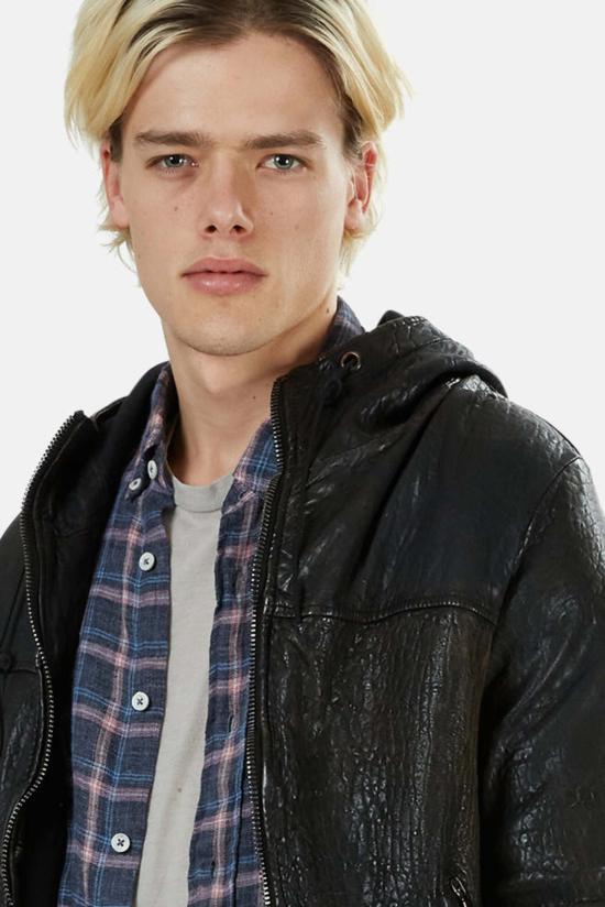  조르지오 브라토 봄버 자켓 가죽 후드 봄버 블랙 - GIORGIO BRATO