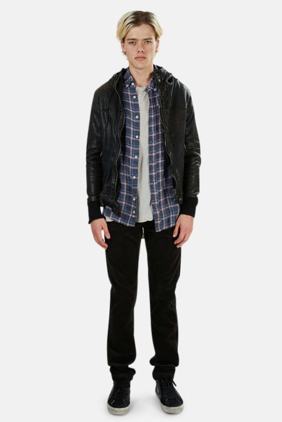  조르지오 브라토 봄버 자켓 가죽 후드 봄버 블랙 - GIORGIO BRATO