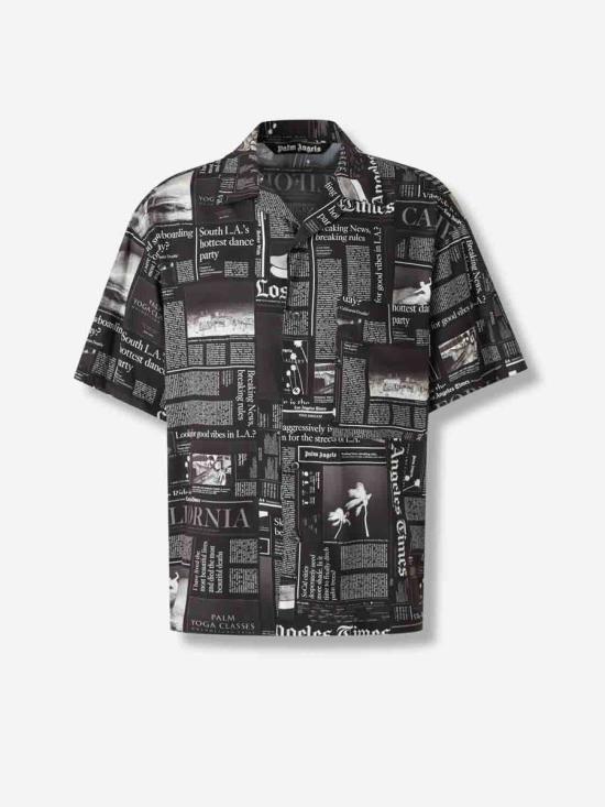 25FW 팜앤젤스 긴팔 셔츠 PMGG00DF25FAB005 1003BLACK OFF WHITE Black