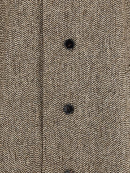 25FW 버버리 롱 헤링본 울 듀얼 카 코트 8117693 A3324 BROWN - BURBERRY