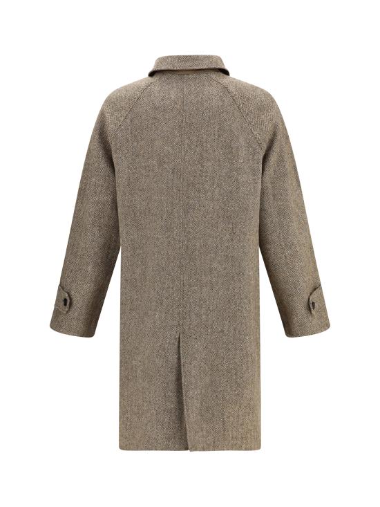 25FW 버버리 롱 헤링본 울 듀얼 카 코트 8117693 A3324 BROWN - BURBERRY