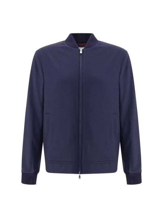 25FW 브루넬로 쿠치넬리 캐시미어 플라넬 봄버 봄버 자켓 MV4216550 CU926 BLUE