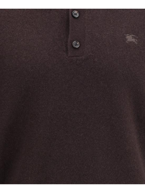 25FW 버버리 롱 슬리브 캐시미어 블렌드 폴로 셔츠 8113792 C3475 BROWN - BURBERRY