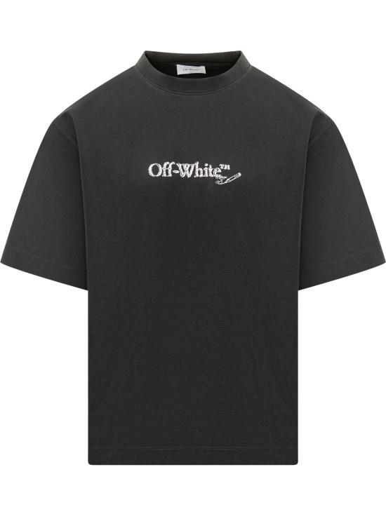 25FW 오프화이트 반팔 티셔츠 OMAA120F25JER00C 1001 BLACK WHITE