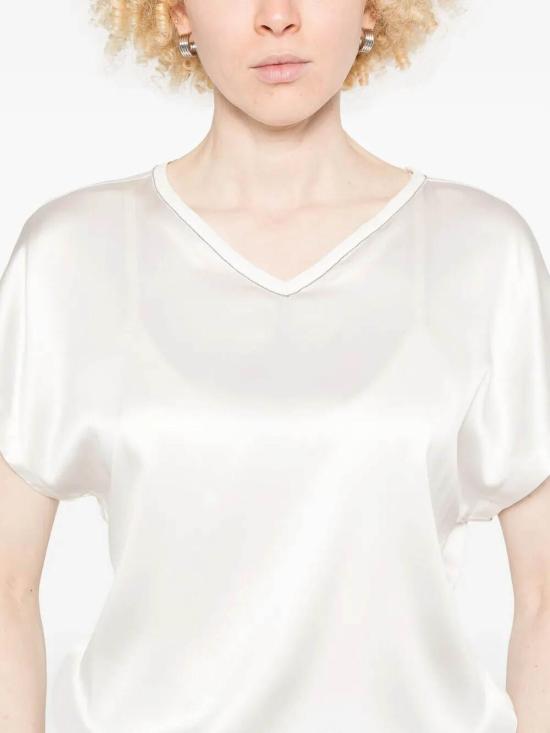 25SS 브루넬로 쿠치넬리 실크 탑 M0C59EL102C600 Beige - BRUNELLO CUCINELLI