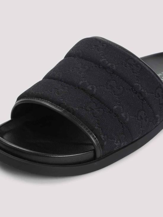 27SS 구찌 GG 캔버스 슬라이드 838089FAD711000 Black - GUCCI