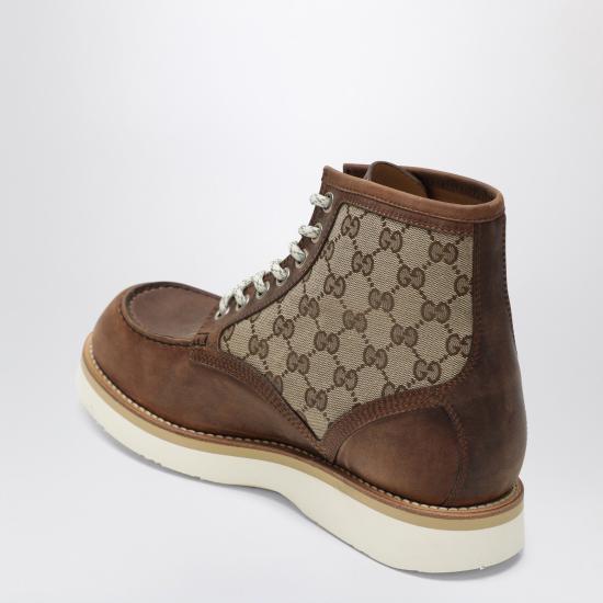 25FW 구찌 라운드 토 레이스업 앵클 부츠 831149AAEZE Brown - GUCCI