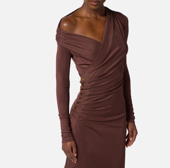 25FW 엘리자베타프랜치 미디 원피스 AB82257E2 EA3 Coffee - ELISABETTA FRANCHI