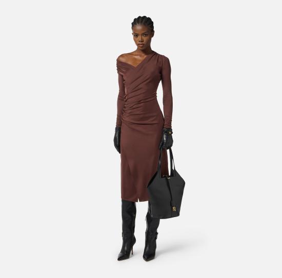 25FW 엘리자베타프랜치 미디 원피스 AB82257E2 EA3 Coffee - ELISABETTA FRANCHI