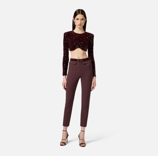 25FW 엘리자베타프랜치 스트레이트 팬츠 PA12056E2 EA4 Merlot - ELISABETTA FRANCHI
