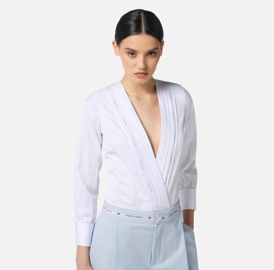 25FW 엘리자베타프랜치 블라우스 CB00256E2 100 White - ELISABETTA FRANCHI