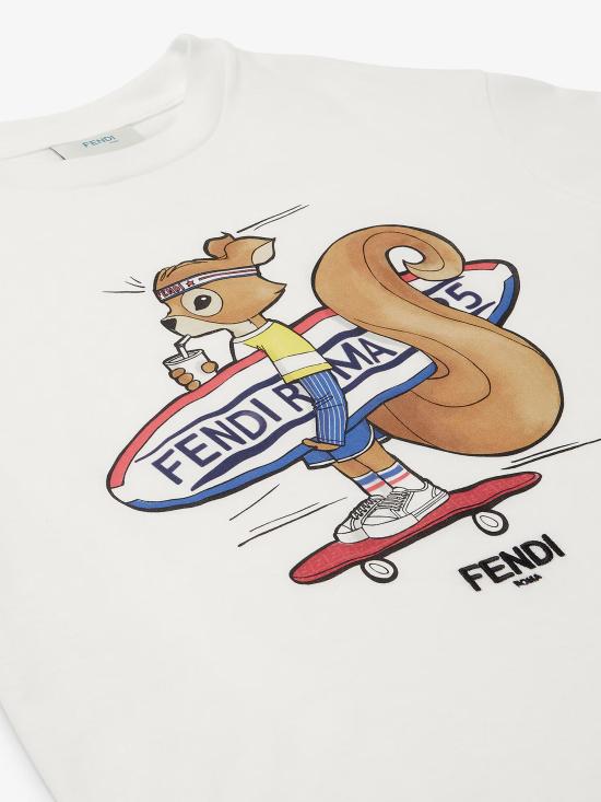 25FW [키즈] 펜디 티셔츠 JUI1967AJ F0TU9 White - FENDI