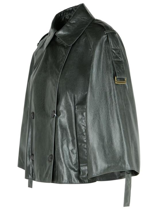  막스마라 테나체 더블 브레스티드 레더 자켓 2521446031 001 Grey - MAX MARA