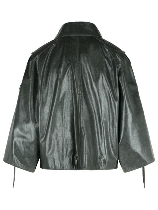  막스마라 테나체 더블 브레스티드 레더 자켓 2521446031 001 Grey - MAX MARA
